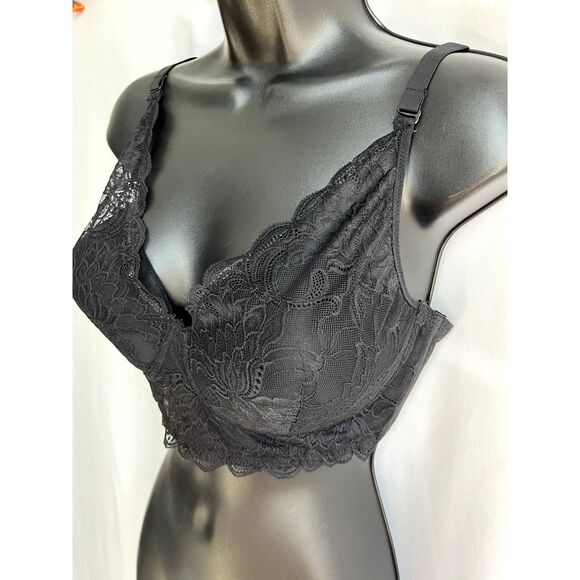 Maidenform Black Lace Sexy Overbust Bra Size 38D RN15763 Witchy Date Lingerie - Picture 2 of 8